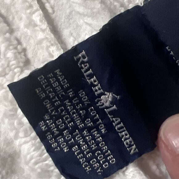 ONE Vintage Ralph Lauren White Chenille Pillowcase Cover Pillow 32" Standard - Picture 5 of 6